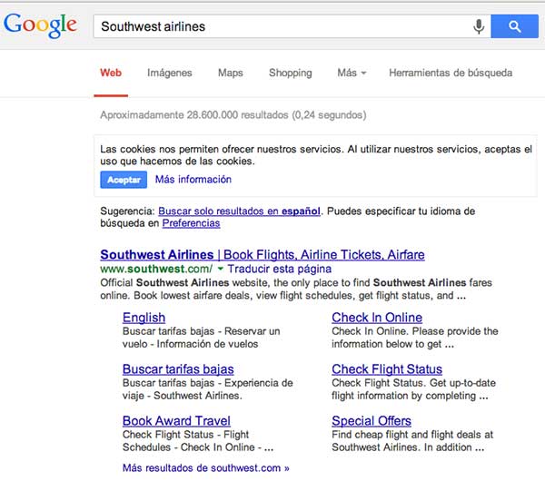 Resultados en Google
