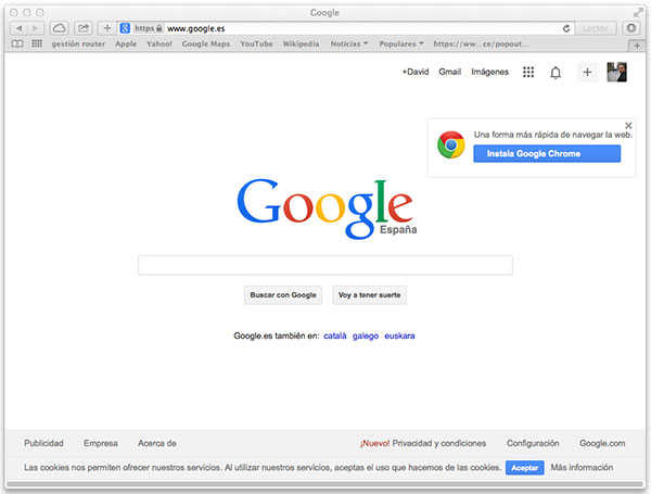 Google en Safari para MacOS X