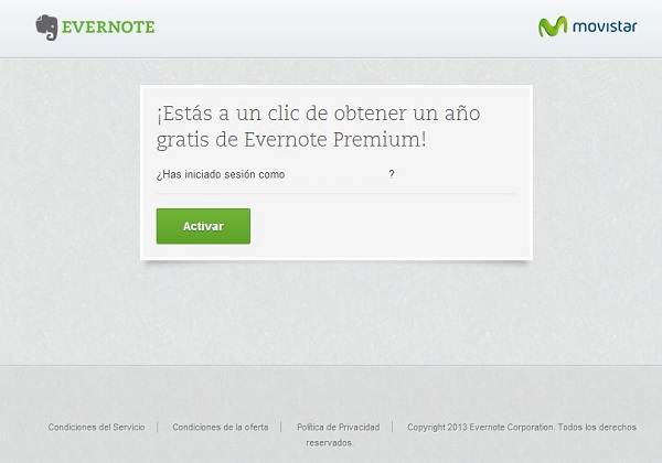 Promoción Evernote y Teléfonica