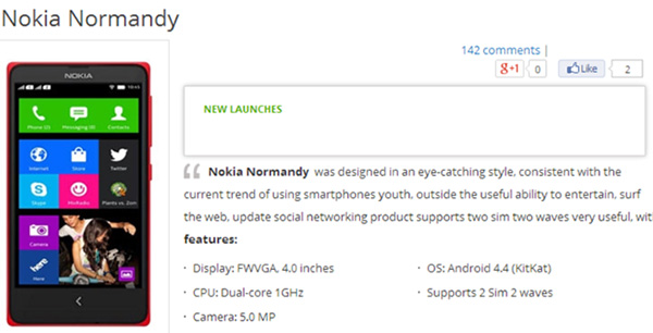 Se filtran más posibles detalles del Nokia Normandy