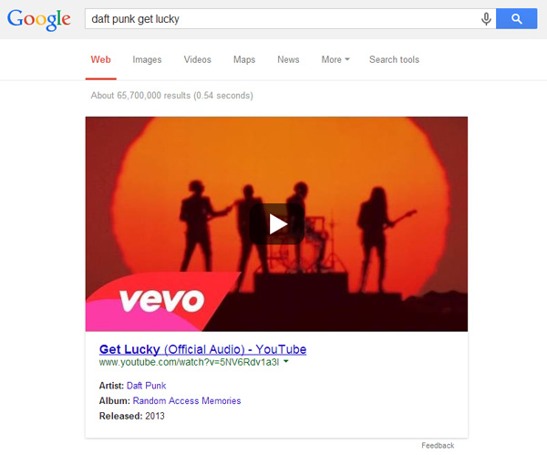 Google incluye videoclips en los resultados de búsqueda