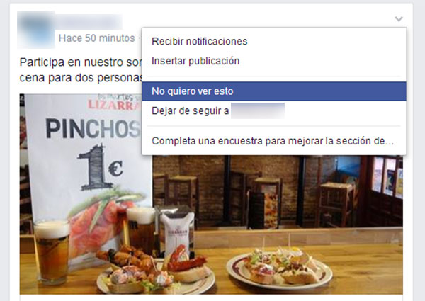 Cómo dejar de ver las publicaciones de una página en Facebook