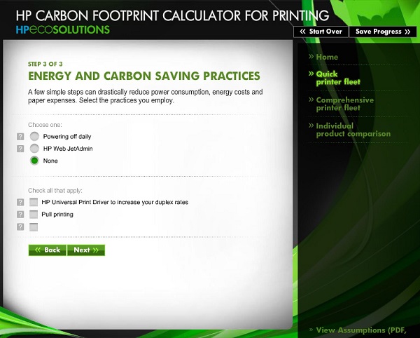 HP Carbon Footprint Calculator