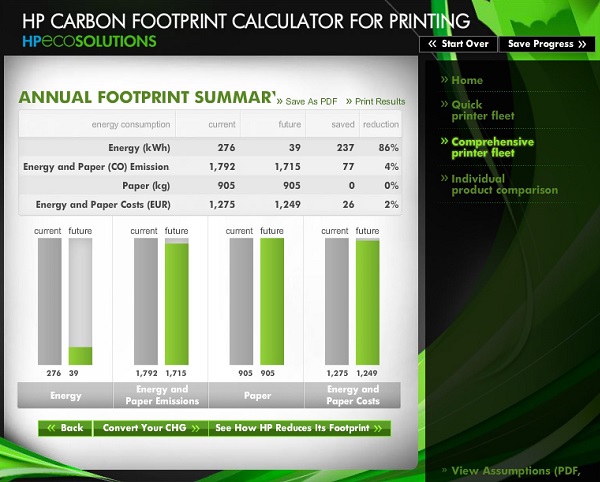 HP Carbon Footprint Calculator