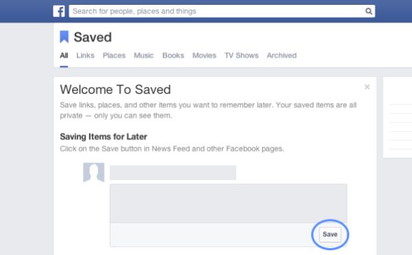 Facebook prueba un botón de guardar los favoritos