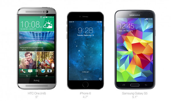 Así­ serí­a el tamaño del iPhone 6 en comparación a otros smartphones