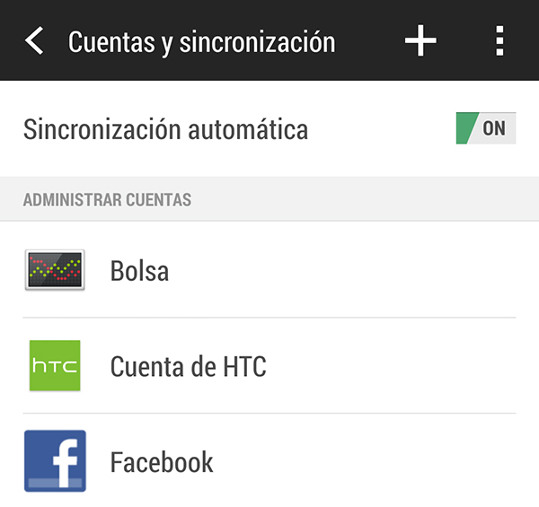 Cuentas y sincronización