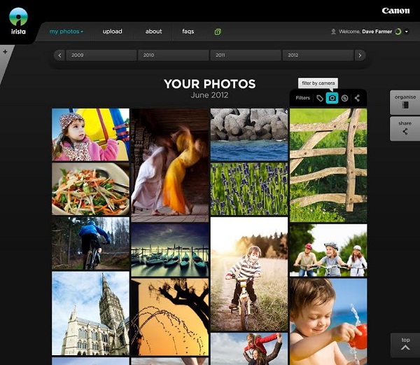 Canon irista, plataforma online para almacenar y gestionar fotos digitales 2 Canon irista