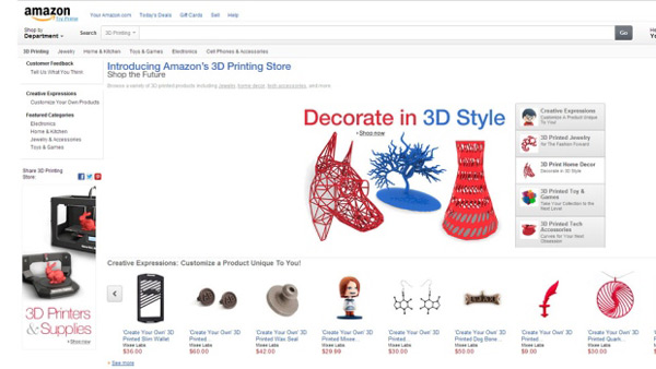 Amazon inaugura un portal para personalizar y vender impresiones en 3D