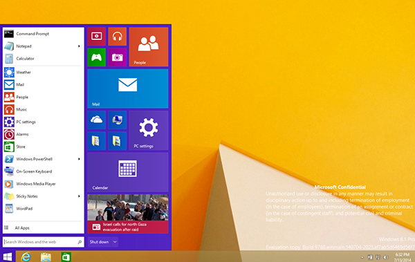 Desvelado el menú de inicio de Windows 9