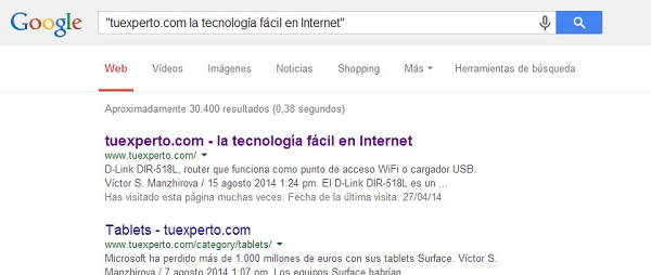 Los mejores trucos para mejorar tus búsquedas en Google 2 Búsqueda con comillas en Google