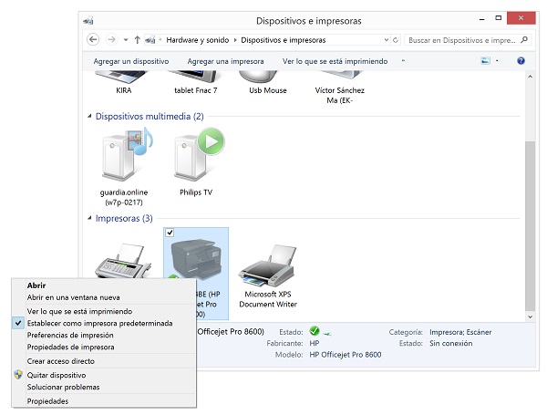 Cómo añadir, modificar o quitar una impresora en Windows 8.1 3 Impresora en Windows 8