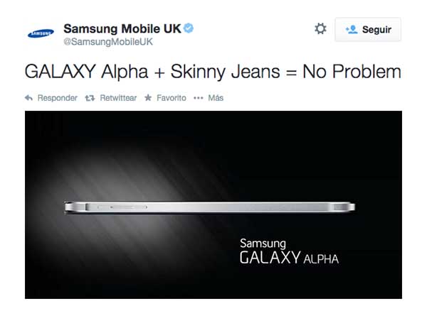 Samsung se burla de Apple y muestra cómo el Galaxy Alpha se puede guardar en el bolsillo