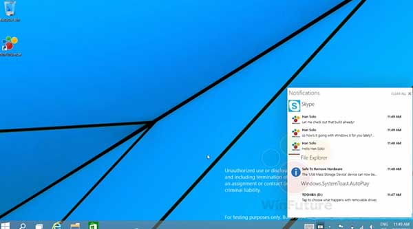 Se filtra un ví­deo de Windows 9 que muestra el Centro de Notificaciones