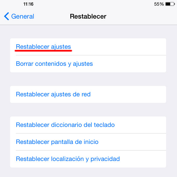 iOS 8 ajustes
