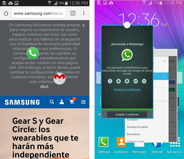 Multitarea en el Samsung Galaxy Note 4