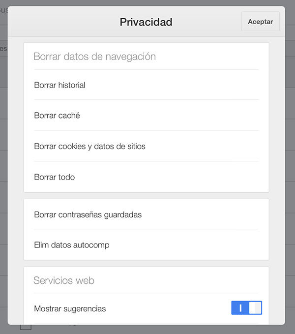 Chrome borrar historial