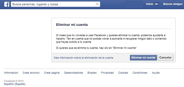 Cómo borrar la cuenta de Facebook