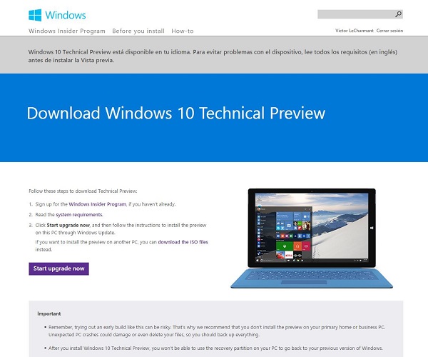 Cómo instalar la beta de Windows 10 Technical Preview paso a paso