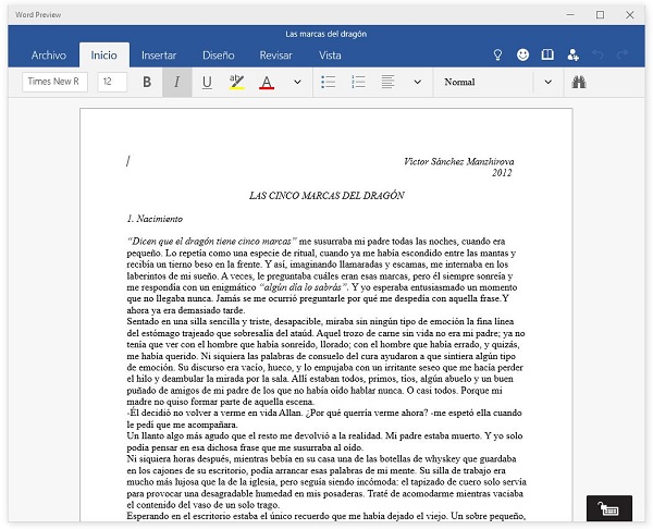Así­ funciona el nuevo Word para Windows 10