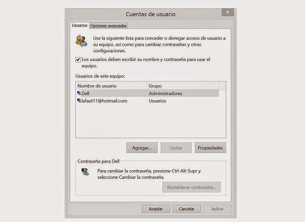 Elimina tu contraseña en Windows 8
