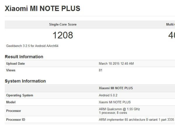 El Xiaomi Mi Note Plus se deja ver en un test de rendimiento 2 Xiaomi Mi Note Plus