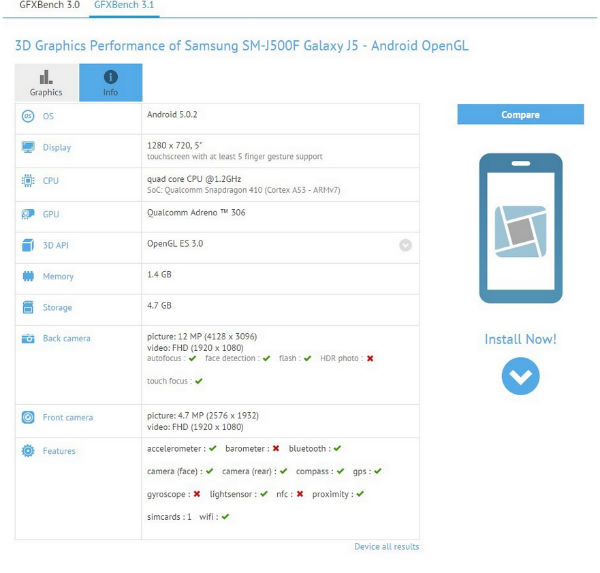 Un test de rendimiento revela las primeras especificaciones del Samsung Galaxy J5 2 Samsung Galaxy J5