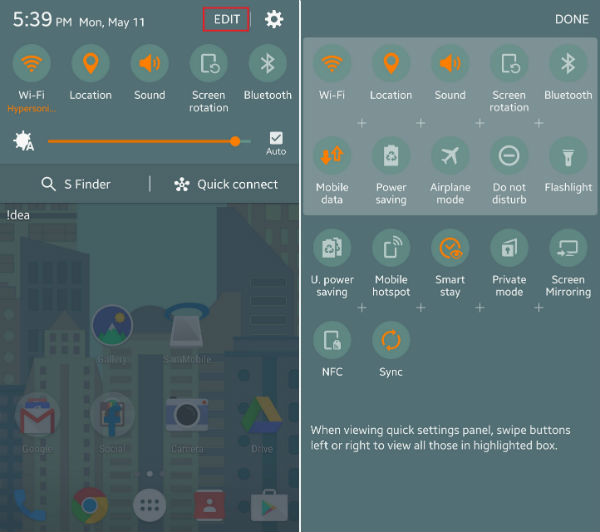 Cómo usar los ajustes rápidos en los Samsung Galaxy S6 y Galaxy S6 Edge 2 Samsung Galaxy S6 ajustes