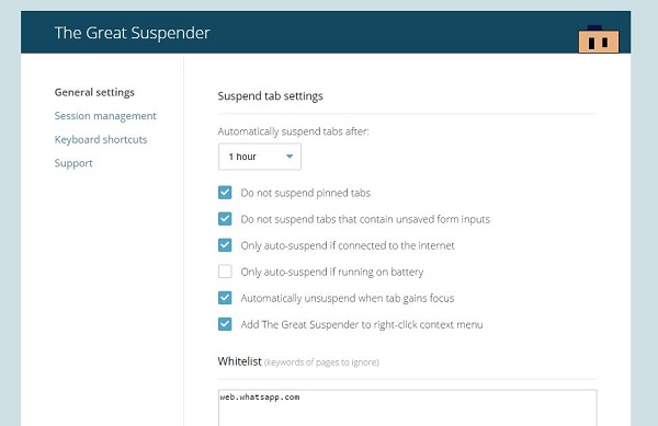 Cómo reducir el consumo de recursos en Google Chrome 2 The Great Suspender Chrome