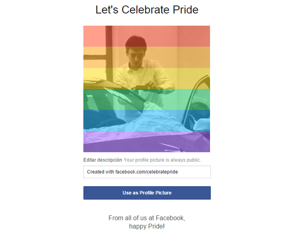 Herramienta de Facebook para el Orgullo Gay