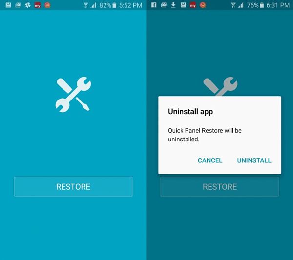 quickpanel restore