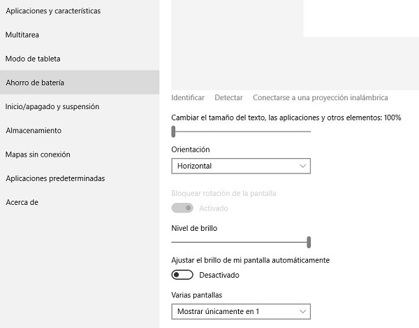 Cómo desactivar el brillo automático de pantalla en Windows 8 y Windows 10 3 Brillo automático en Windows 10