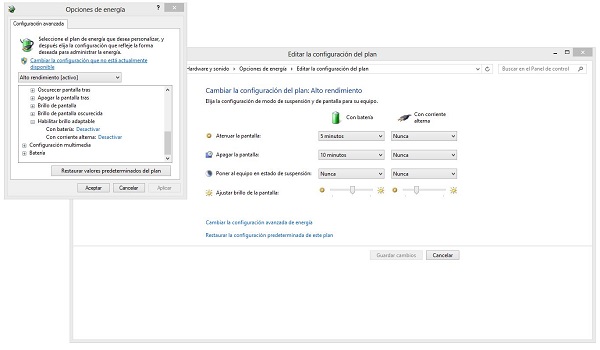 Cómo desactivar el brillo automático de pantalla en Windows 8 y Windows 10 2 Desactivar brillo automático de Windows 8