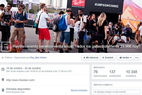 Usan un falso evento benéfico de Ray-Ban para montar una estafa en Facebook