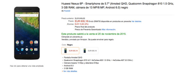 El Nexus 6P se pone a la venta en España 2 Nexus 6P venta