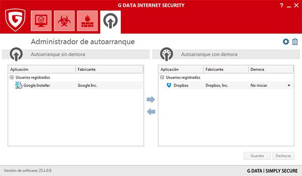 administrador auto arranque G Data