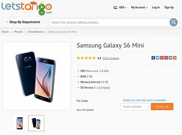 El Samsung Galaxy S6 Mini aparece en una tienda de Internet 1 Galaxy S6 Mini
