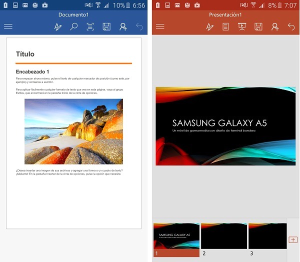 Apps de Office en Samsung Galaxy A5 2016