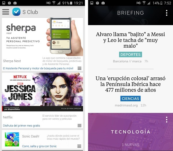 Samsung S Club y Flipboard en el Samsung Galaxy A5 2016