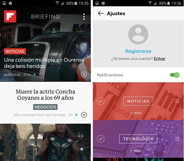 Flipboard en el Samsung Galaxy A5 2016