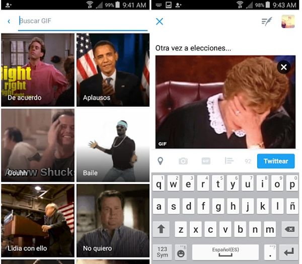 Twitter GIFs móvil