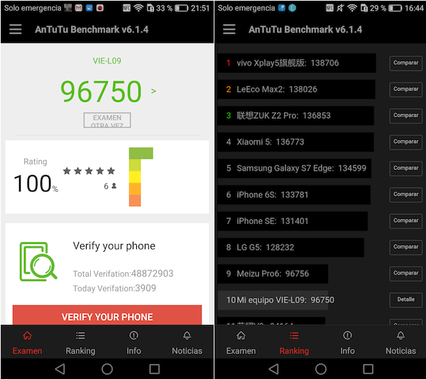 Antutu Benchmark Huawei P9 Plus