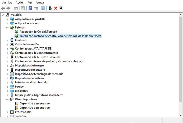 windows 10 icono baterí­a