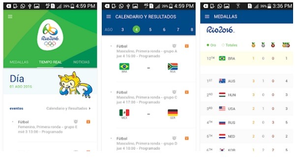 Como ver y seguir los Juegos Olímpicos por Internet 4 App Rio