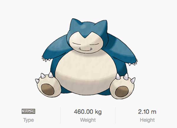 Descubre los puntos de combate de cada pokémon en Pokémon Go 1 snorlax