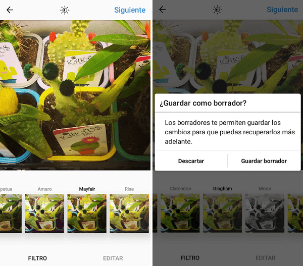 Instagram ya permite guardar borradores