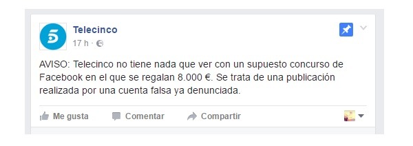 El fraude de Telecinco y Jorge Javier Vázquez que circula por Facebook 2 Telecinco