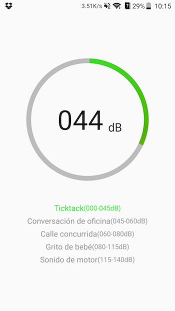 Regla, sensor de nivel y otras herramientas extra del ZTE Axon 7 3 Prueba de ruido ZTE Axon 7