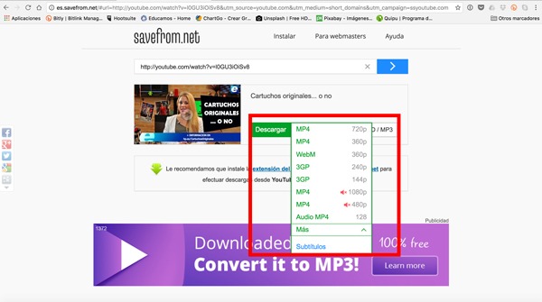 5 webs para bajar y convertir vídeos de YouTube 10 Bajar vídeos de YouTube