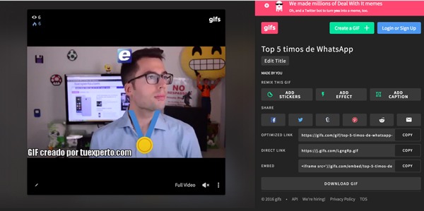 Cómo hacer un GIF de un vídeo de YouTube 5 Crear GIF de YouTube